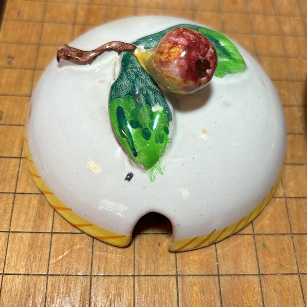Fratelli Fanciullacci Jar Italy Fig Finial Jam Jelly Hand-Painted Ceramic 7”x5” - Picture 8 of 16